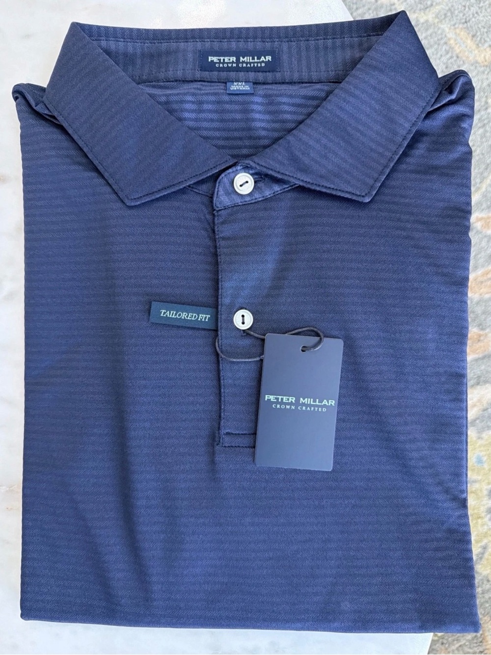 NWT Peter Millar Crown Crafted Empire Polo Navy Tailored Fit Men’s XXL